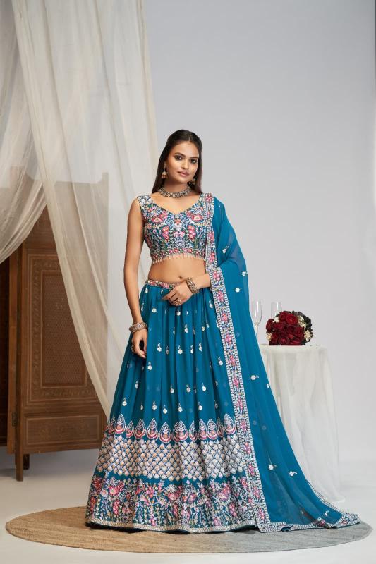Teal Blue Traditional lehenga choli market in Chhattisgarh